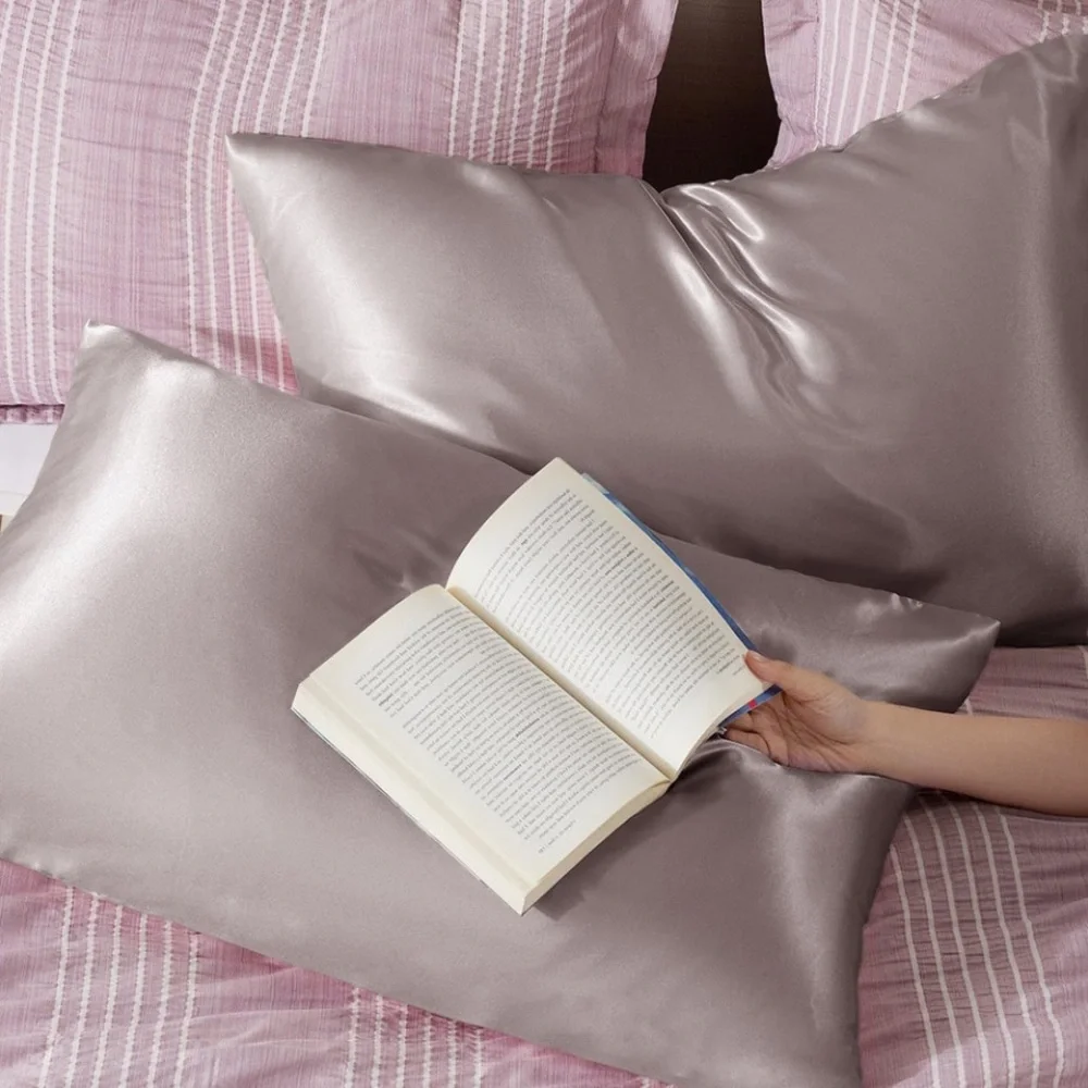 2pc BEDSURE Solid Satin Pillowcase Set Dusty Rose King